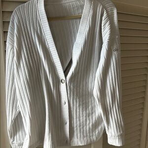 ALO Yoga Women's Ribbed White Cardigan